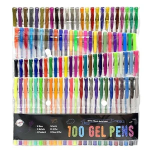 Playkidiz Gel Pens, Fine Point Colored PensGlitter neon & Pastel Colors 100 Pack - Picture 1 of 7