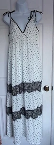 Forever 21 Women’s Maxi Long Dress White And Black Polka Dots Size Medium - Picture 1 of 7