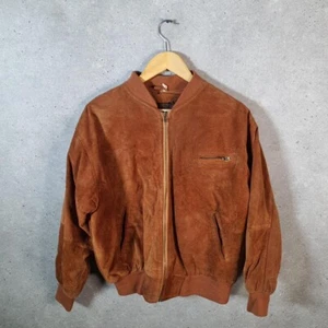 Vintage Leather Suede Jacket Mens Small Small Brown Hunting Utility USA Coat - Picture 1 of 8