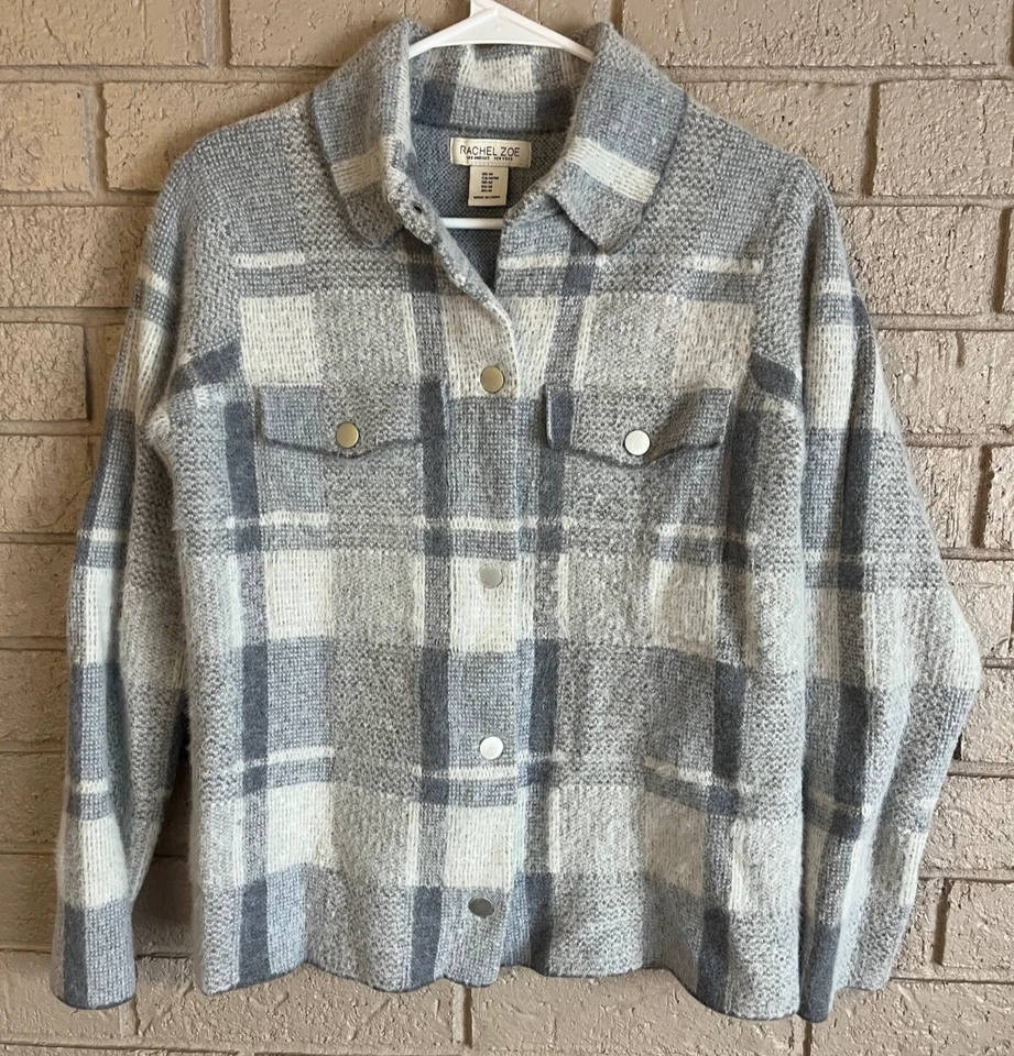 Chaqueta difusa con botones Rachel Zoe para mujer talla mediana usada Foto 1 de 4