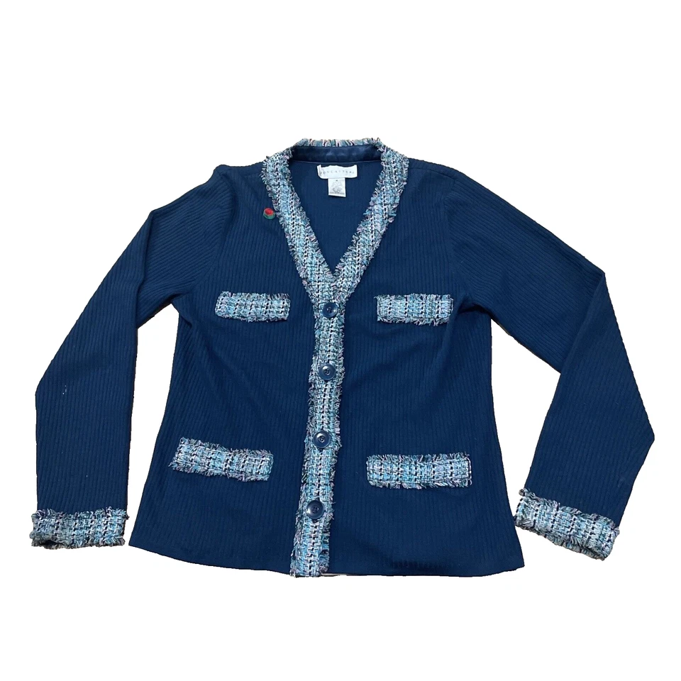 DON CASTER Sweater Womens M 80% Silk Nylon Spandex Fairy Coastal Cottage Frills - Image 1 of 4