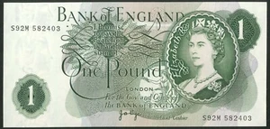 Bank of England, J.B. Page, 1 pound, [1970], replacement, S92M series, UNC - Picture 1 of 2