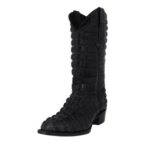 Botas de vaquero negras con estampado de cola de cocodrilo para hombre punta redonda - Imagen 1 de 5
