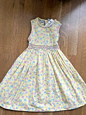 Polly Flinders Vintage Niñas NUEVO Grande 6 Amarillo Vestido Floral Calado Foto 1 de 2