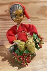 Vintage Tilso Czerwony elf / Pixie Figurka świąteczna Gra w bongo
