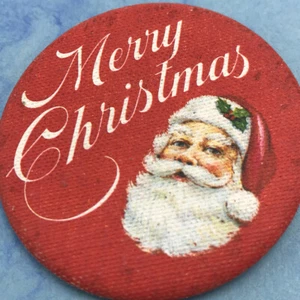 De colección Sello Feliz Navidad Papá Noel Tela Pinback Pin Botón Rojo Alegre Redondo EE. UU. 2” - Imagen 1 de 5