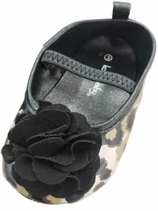Infant Girls Black Leopard Print Slip-On Ballet Flats Baby Shoes 3 - Picture 1 of 1