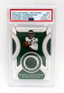 2021 National Treasures Randall Cunningham Century Materials PSA 9 Auto 10 01/99