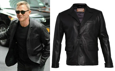 DANIEL CRAIG LEATHER BLAZER REPLICA GENUINE REAL LEATHER JACKET COAT NEW MEN'S - Image 1 of 4
