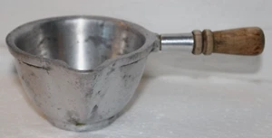 Pewter Butter Warmer Melting Pot with Wooden Handle Vintage Stede Gemany 1940s - Picture 1 of 10