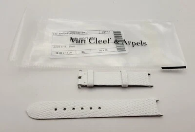 NUEVA CORREA DE RELOJ OEM Van Cleef & Arpels White Lizard VCVG071051 12/12 mm 95+60 mm Foto 1 de 3
