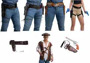Ensemble pistolet et étui cowboy rodéo Wild West accessoire robe fantaisie homme femme - Photo 1 sur 9