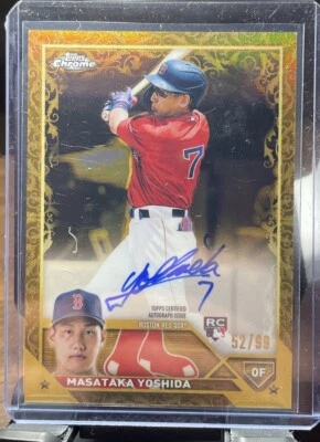 2023 Topps Chrome Gilded Collection Masataka Yoshida On-Card Rookie Auto 31/99 - Image 1 of 2