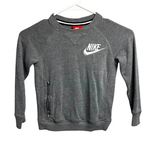 Nike Sweatshirt Pullover Boys Size 4 XS Gray Zipper Pocket - Picture 1 of 7