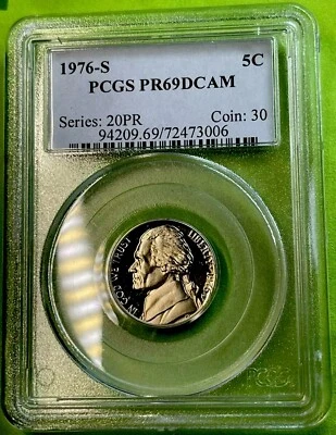 1976-S PCGS PR69 DCAM Jefferson Nickel~RPM - Image 1 of 4