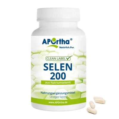 APOrtha Selen-Kapseln - 200 µg aus NATRIUMSELENIT - 120 vegane Kapseln