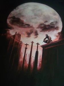 Pintura al óleo Punisher Daredevil 28x16 NO una impresión, marco disponible. Avengers Hells - Imagen 1 de 4