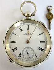 Antique Solid Silver Waltham Pocket Watch Working + Key Alfred Bedford Case 1900