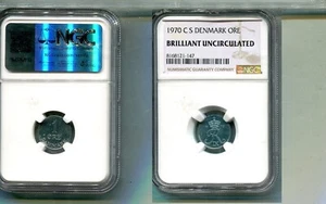 1970 DENMARK 1 ORE COIN NGC BRLLIANT UNCIRCULATED 9302S - Picture 1 of 1