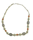 Vintage Decorative Sterling Silver Beaded Necklace