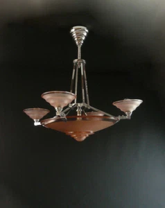 PETITOT antike Deckenlampe Art Deco Frankreich um 1930 _ Art-Nr. DL085 - Bild 1 von 10