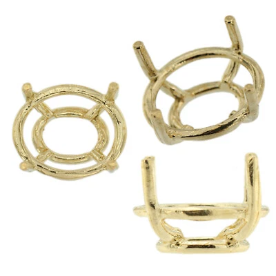 14K Yellow Gold Oval Wire Basket Setting Mounting 4 Prong Tapered 0.20ct-15.00ct - Image 1 of 4