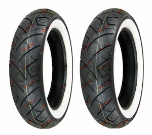 Shinko 130/90B16 MU85B16 White Wall Front Rear Motorcycle Tires Set 777 - Picture 1 of 2