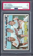 1967 Topps # 1 The Champs Frank Robinson / Hank Bauer / Brooks Robinson PSA 5