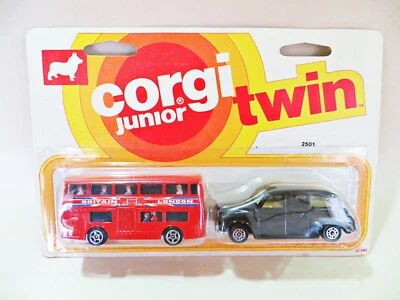 CORGI JUNIORS TWIN 2501 'DAIMLER FLEETLINE LONDON BUS & TAXI'. MIB/BOXED/CARD - Image 1 of 4