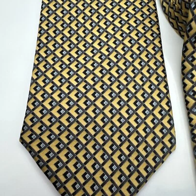 Галстук Jones New York полностью шелковый мужской носок желтый и синий длина 62 дюйма - Изображение 1 из 4