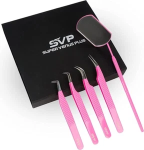 Tweezers | Lash Extension Tweezers Set | 5 Pieces Stainless Steel Eyelash Mirror - Picture 1 of 21