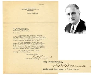 Präsident Franklin Roosevelt signierte TLS-Augen für die Marine "Bis der Sieg gewonnen ist" PSA - Bild 1 von 5