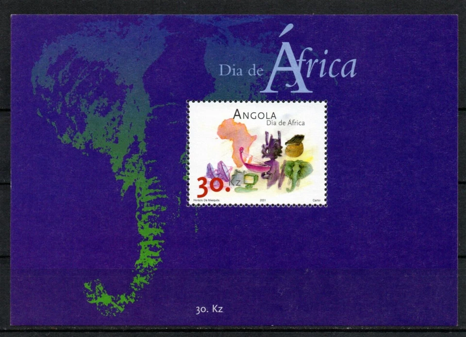 Angola - Mini hoja conmemorativa del día de África 2001 como nueva MS MUH Foto 1 de 1