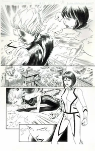 X-MEN #33 KITTY PRYDE VS JEAN GREY! ORIGINAL ART PAGE 1/2 SPLASH ULTIMATE COMICS - Picture 1 of 1