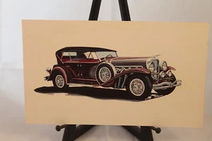 1929 Duesenberg Sweep Panel acquerello originale dell'artista Roy E. Dryer III 12x20 - Foto 1 di 2