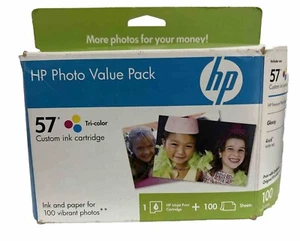 HP 57 Photo Value Pack Q7926AN Tricolor Ink Cartridge & Photo Paper New Open Box - Picture 1 of 6