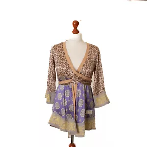 Túnica envolvente mujer ODD MOLLY multicolor 100% seda manga 3/4 talla 1 13062 - Imagen 1 de 8
