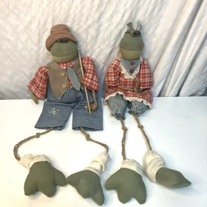 Vintage 70er Jahre Regal sitzend oder hängend Land Frösche Polyester Seil Beine 20" - Bild 1 von 17