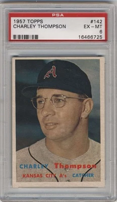 1957 Topps #142 Charlie Thompson PSA 6  - Image 1 of 2