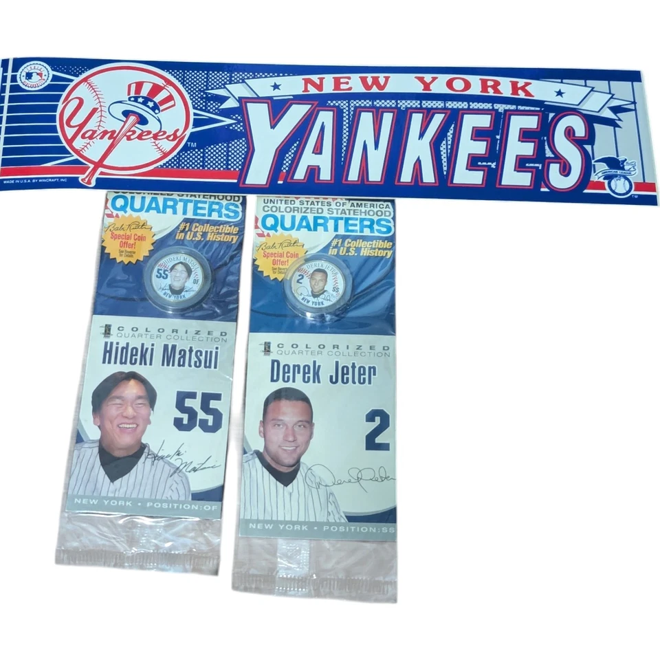 New York Yankees MLB Bumper Sticker And Jeter Matsui Collector's Quarters - Image 1 of 4