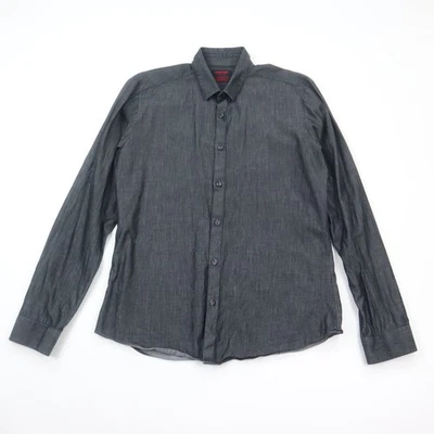 Jared Lang After Hours Shirt Men's Medium Slim Fit Gray Button Up Cotton Casual - Image 1 of 4