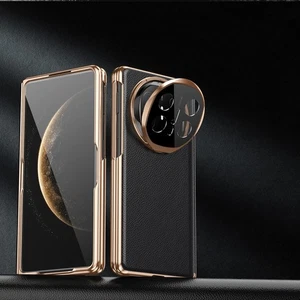 Luxury Genuine Leather Bling Case Tempered Glass Cover For Huawei Mate X3 X5 X6 - Picture 1 of 24