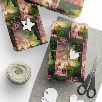 Papel de envolver Wicked The Movie, envoltura de regalo inspirada en el musical de Broadway Foto 1 de 4