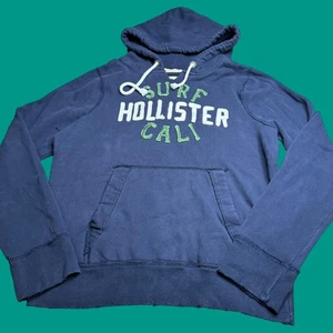 Hollister Hoodie Herren XL Navy Blau Sweatshirt Distressed California Surf Logo - Bild 1 von 13