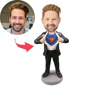 Custom Superman Bobblehead Personalized Gift with Engraved Text Unique Collectib - Picture 1 of 2
