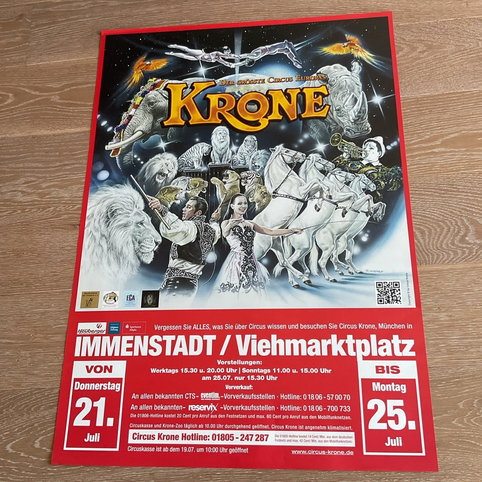 Circus Krone Plakat           Zirkus Circo Cirque Cirkus Sirkus Poster Affiche  - Bild 1 von 1