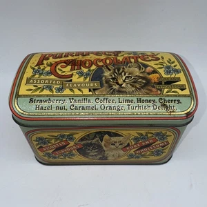 Top con bisagras vintage Purrfect Chocolates Tin J. Crawford & Sons Yorkshire Inglaterra - Imagen 1 de 11