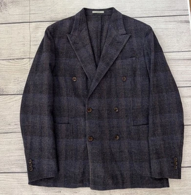 BOGLIOLI DOVER Mens 42R 52EU Slate Plaid Wool Cashmere Double Breasted Blazer - Image 1 of 4