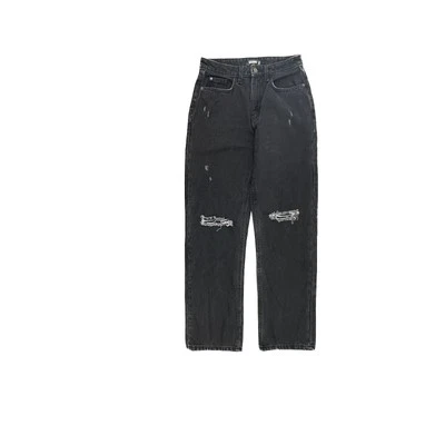 Pantalones de mezclilla negros Missguided Distressed holgados para mujer talla 2 Foto 1 de 4