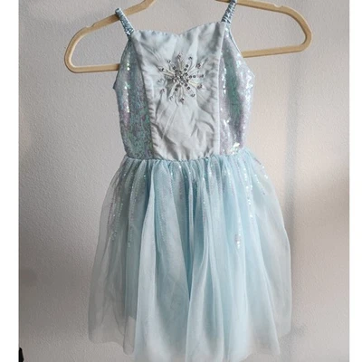 Disney Frozen Elsa Snowflake Sequin Sparkle Tulle Dress Girls 5/6 - Image 1 of 4